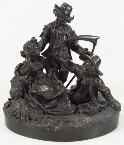 A 19thC French School bronze harvest figure group