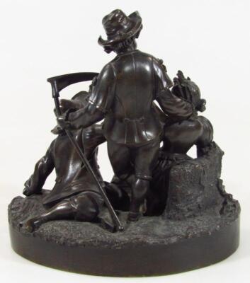 A 19thC French School bronze harvest figure group - 2