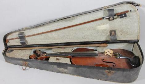 A 19thC violin with two piece back