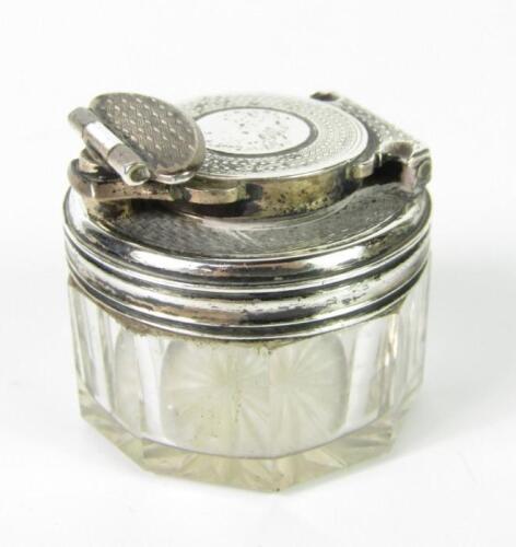 A Victorian silver and cut glass travelling inkwell