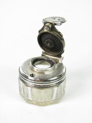 A Victorian silver and cut glass travelling inkwell - 2