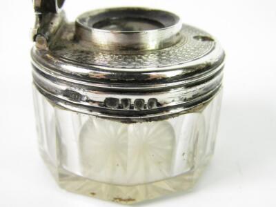 A Victorian silver and cut glass travelling inkwell - 3