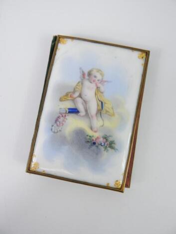 A French early 19thC porcelain cased souvenir aide memoire