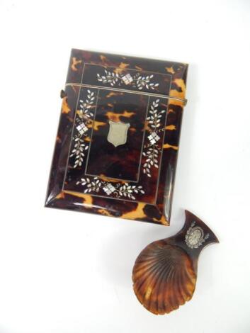 A Victorian tortoiseshell calling card case