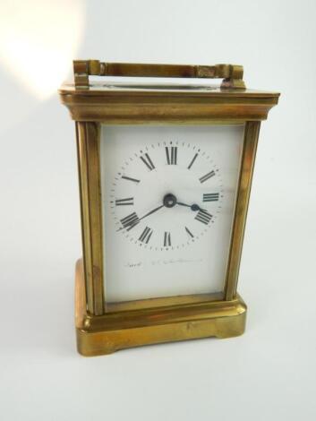 A Duverdry & Bloquel brass cased carriage clock