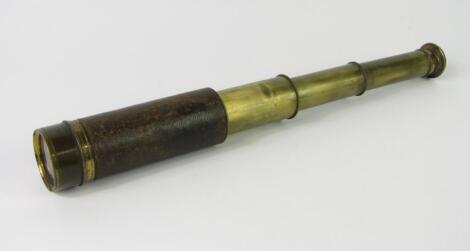 A Victorian brass and leather bound six drawer telescope