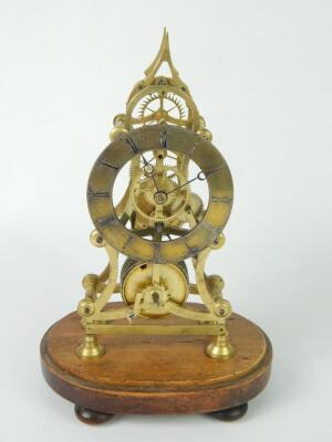 A 19thC brass skeleton clock - 2