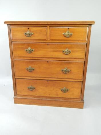 A Victorian satin walnut chest of drawers
