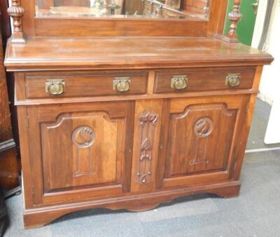 An Art Nouveau mahogany mirror back sideboard - 4