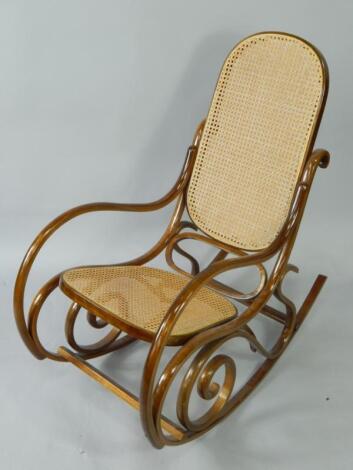 A bentwood rocking chair