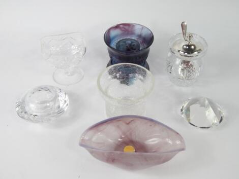 A Sowerby oval slag glass bowl