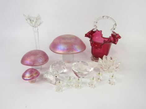 A set of three Glasform graduated glass mushrooms