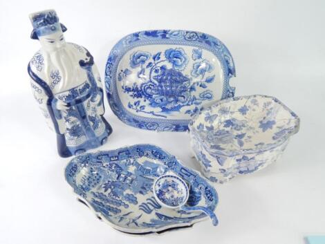 Early 19thC blue and white transfer printed pottery