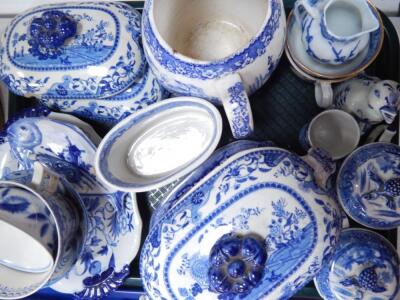 Early 19thC blue and white transfer printed pottery - 3