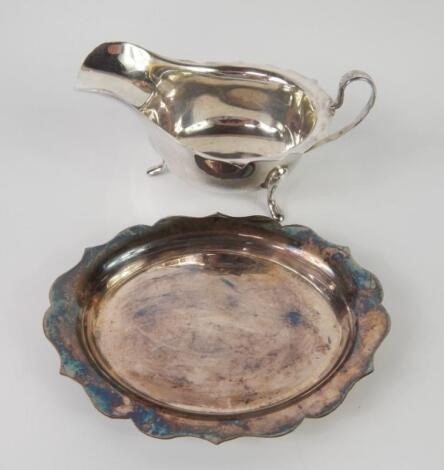 A silver sauce boat