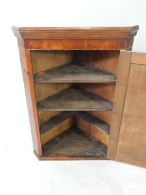 A George III oak and mahogany hanging corner cupboard - 3