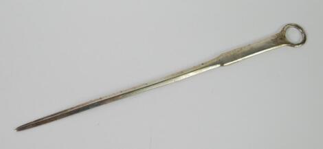 A George III silver meat skewer