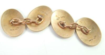 A pair of 9ct gold and enamel double oval link cufflinks - 2