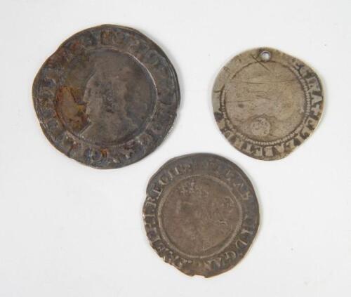 An Elizabeth I half crown and two shillings