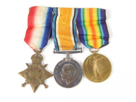 A Great War medal trio awarded to Pte C Critcher