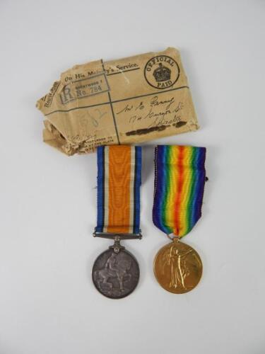 Great War and Victory medals to Pte E Penny