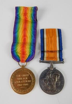 Great War and Victory medals to Pte E A Clarke - 3