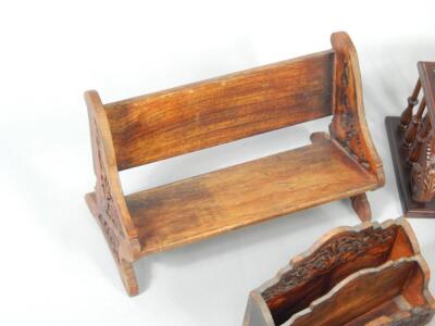 An Indian hardwood book trough with foliate carving - 3