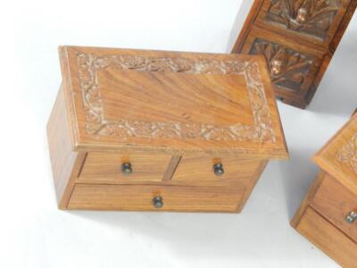 A pair of Indian carved hardwood spice boxes - 3