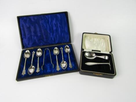 A George V silver baby's spoon and pusher