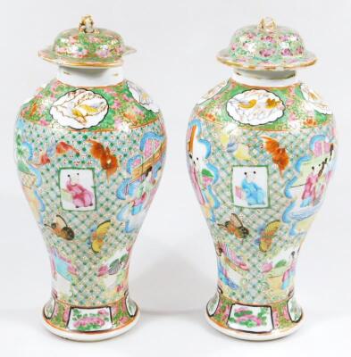 A pair of 19thC Chinese baluster vases and covers - 2