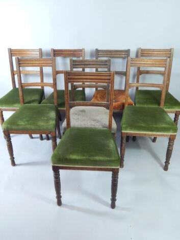 A set of eight Victorian oak single dining chairs