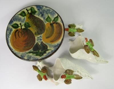 A pair of late 19thC Royal Worcester porcelain wall pockets - 2