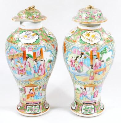 A pair of 19thC Chinese baluster vases and covers - 3