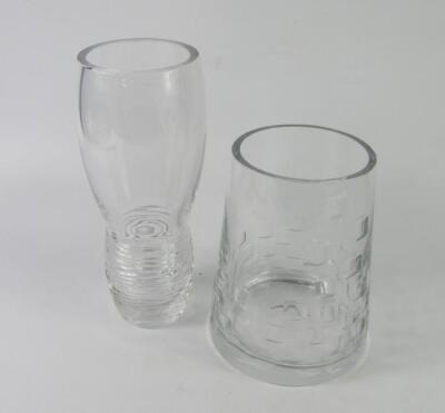 Two clear cut glass vases