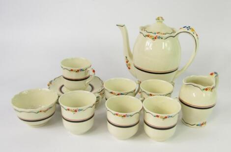 An Old Hall early 20thC pottery part coffee service