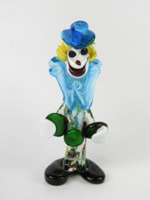 A Murano glass figure modelled as a standing clown