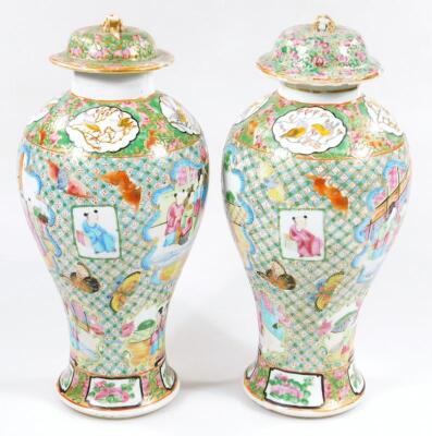 A pair of 19thC Chinese baluster vases and covers - 4