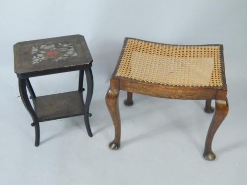 A Victorian ebonised and lacquered two tier occasional table