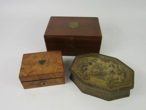 A Victorian burr wood jewellery box