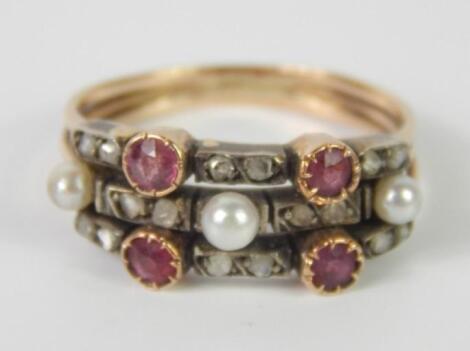 A Victorian triple band ring