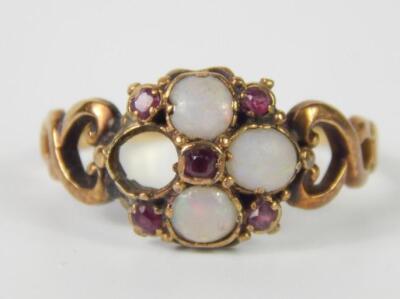 A Victorian opalet and garnet ring