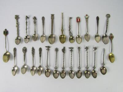 Continental white metal and brass commemorative coffee spoons