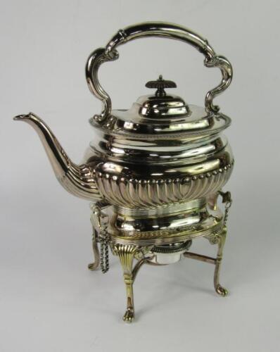 A Victorian electroplate spirit kettle