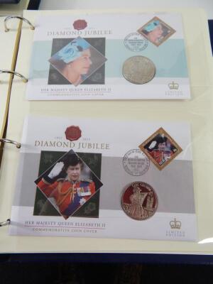 Three albums of Queen Elizabeth II Diamond Jubilee commemorative coin covers. - 2