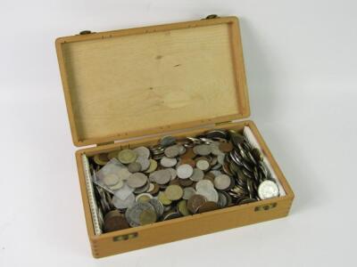 A box of European and World coinage.