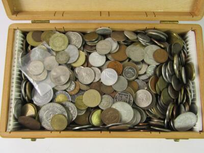 A box of European and World coinage. - 2