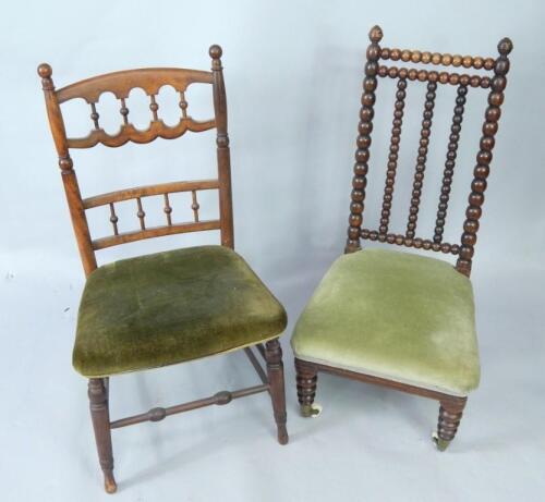 A Victorian rosewood bobbin turned nursing chair by Strathan