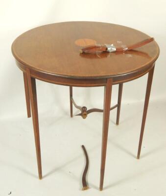 An Edwardian circular mahogany and satinwood crossbanded occasional table