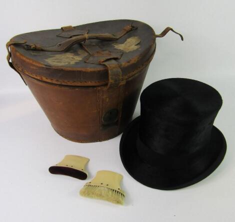 A Victorian black top hat