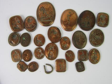 Early 19thC copper intaglio seal and profile casts